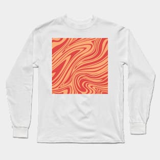 Groovy Swirling Liquid Pattern - Red & Orange Long Sleeve T-Shirt